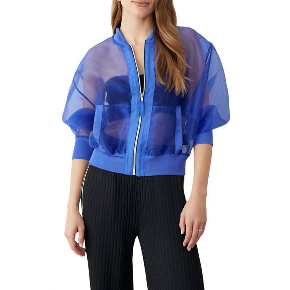 NEW GSTQ sheer bomber jacket in blue